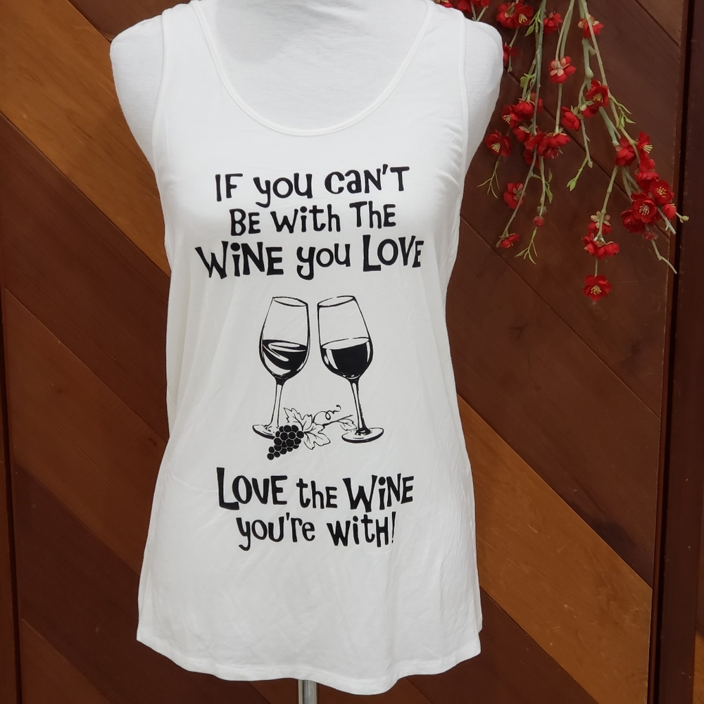 New BEAR DANCE "Love the Wine You're With” Graphic Racerback Tank